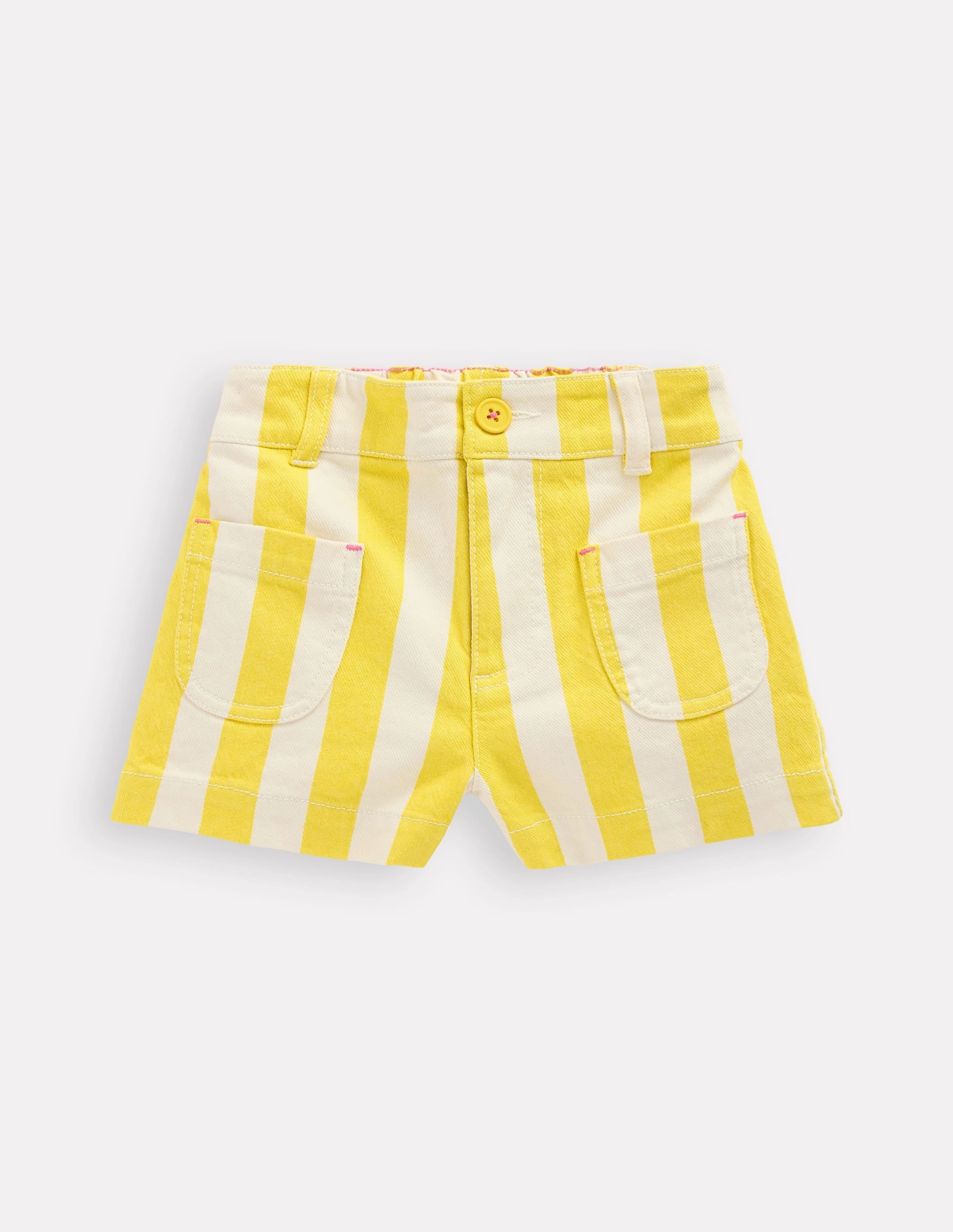 Patch Pocket Shorts-Pineapple Yellow Stripe Casual Days