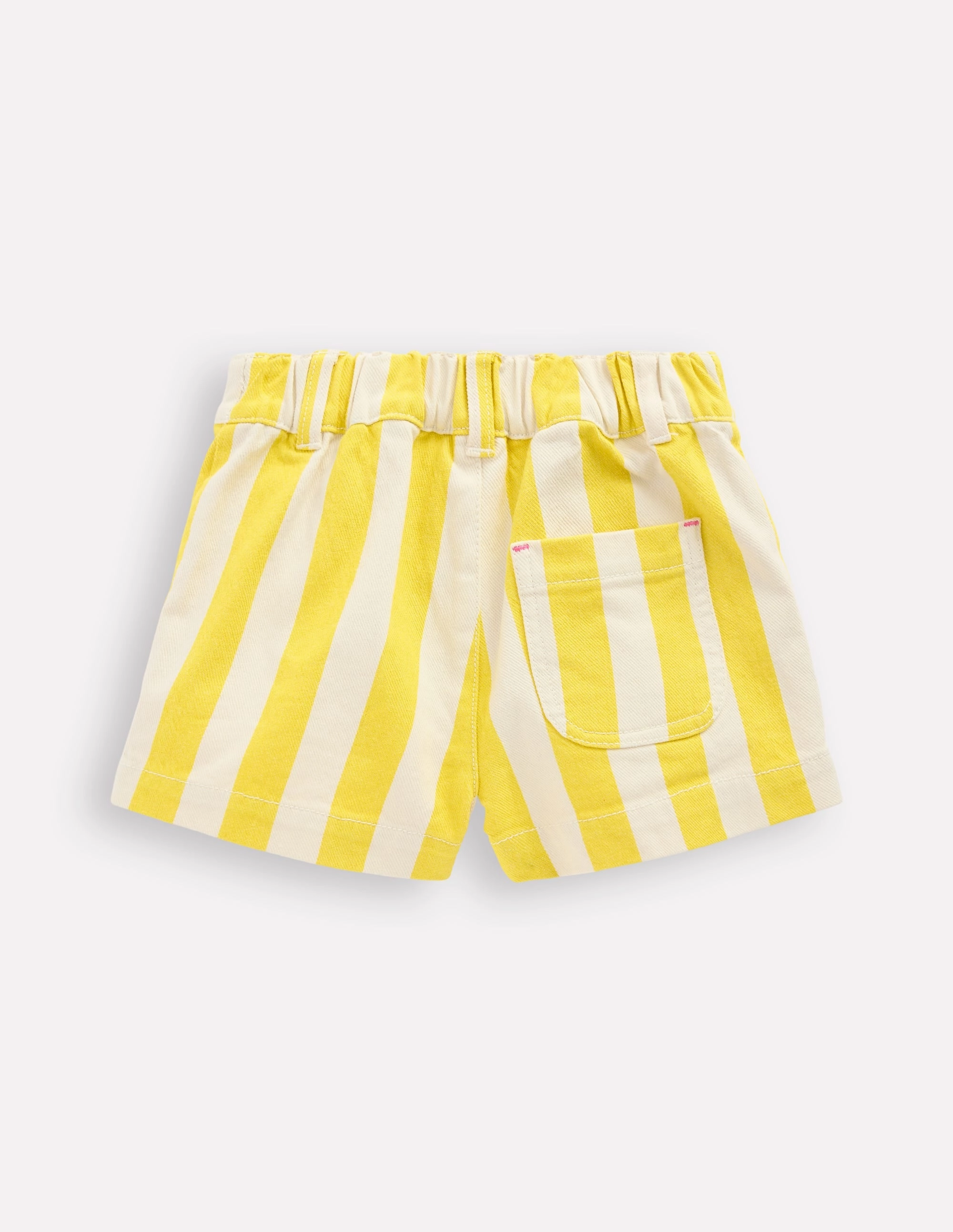 Patch Pocket Shorts-Pineapple Yellow Stripe Subtle Charm