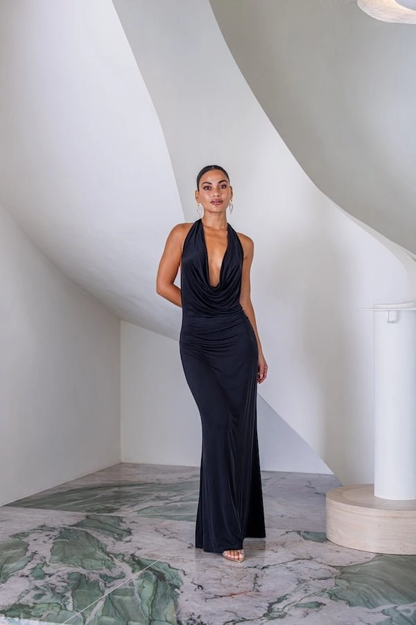 Perfect for Layering Saint Plunge Maxi Dress Black