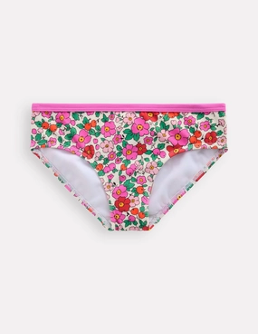 Adjustable Straps Patterned Bikini Bottoms-Pink Apple Blossom Floral