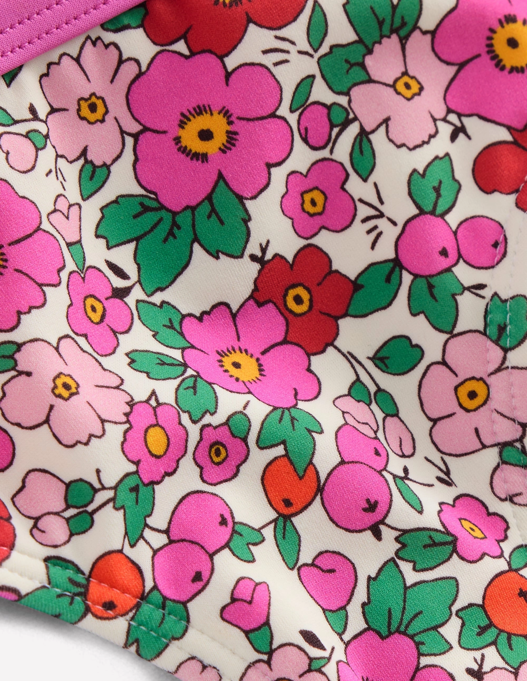 Durable Closure Versatile Strap System Patterned Bikini Bottoms-Pink Apple Blossom Floral