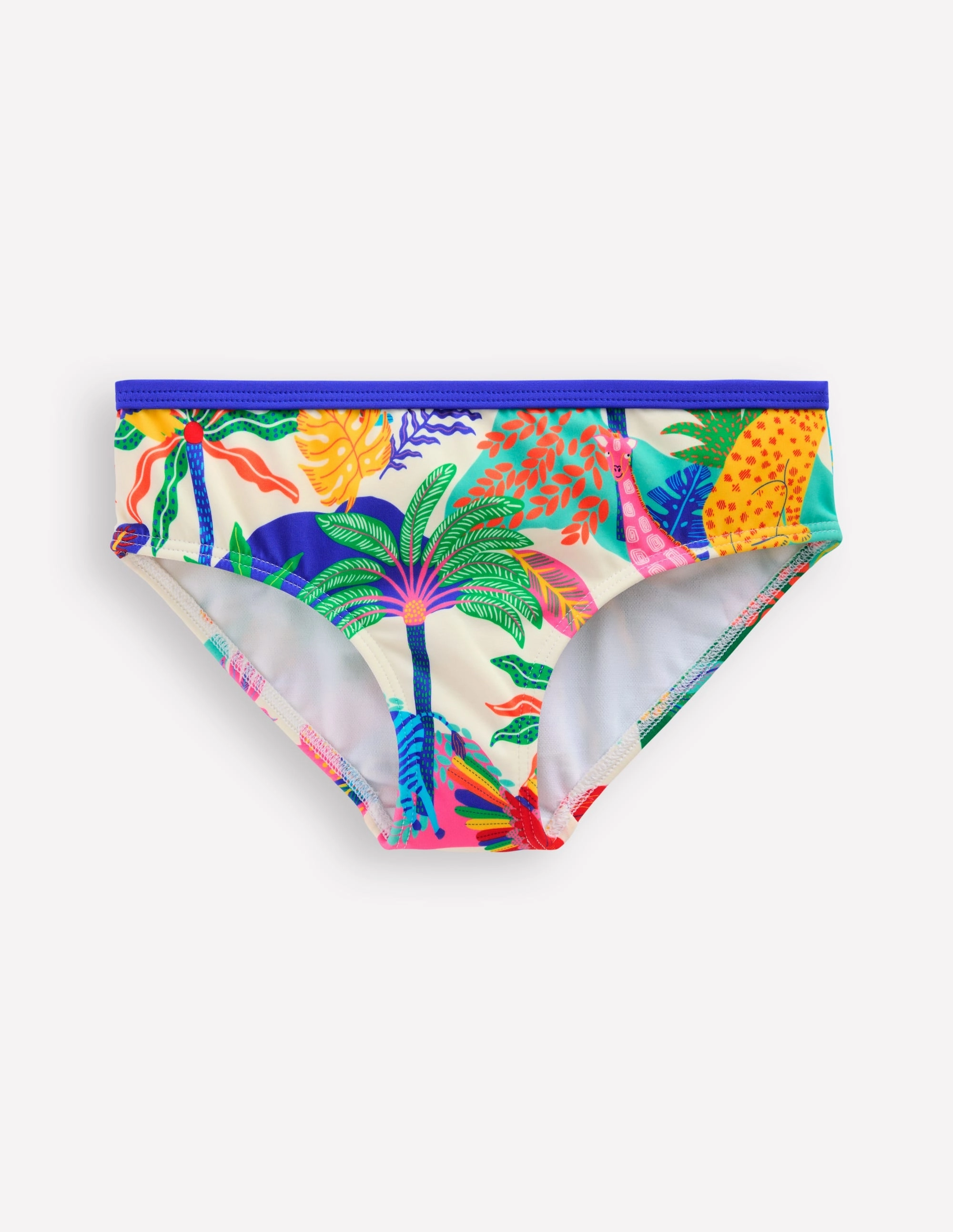 UPF Protection Patterned Bikini Bottoms-Soft Ivory Multi Jungle