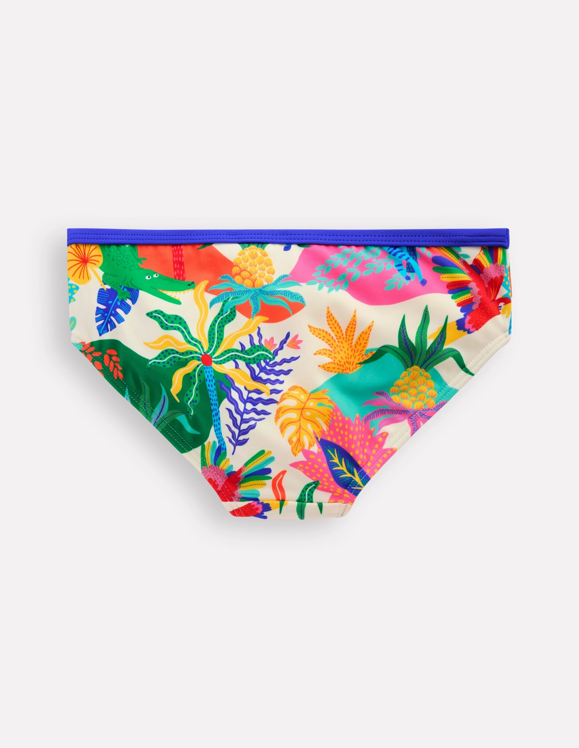 Patterned Bikini Bottoms-Soft Ivory Multi Jungle Water Outfit