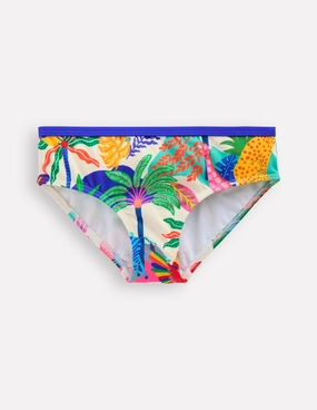UPF Protection Patterned Bikini Bottoms-Soft Ivory Multi Jungle