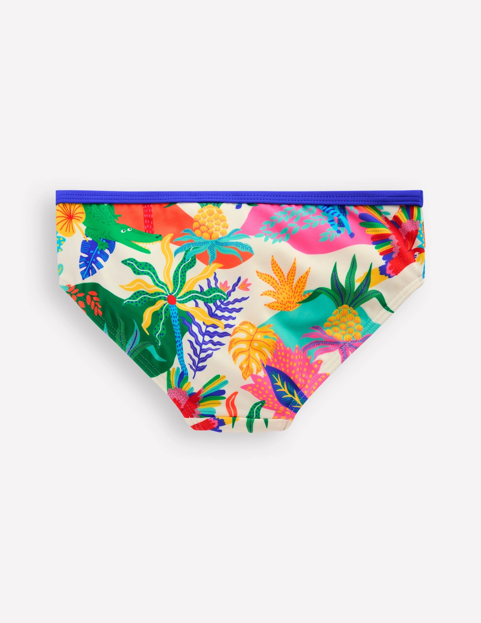 Ocean Life Quick Tie Closure Patterned Bikini Bottoms-Soft Ivory Multi Jungle