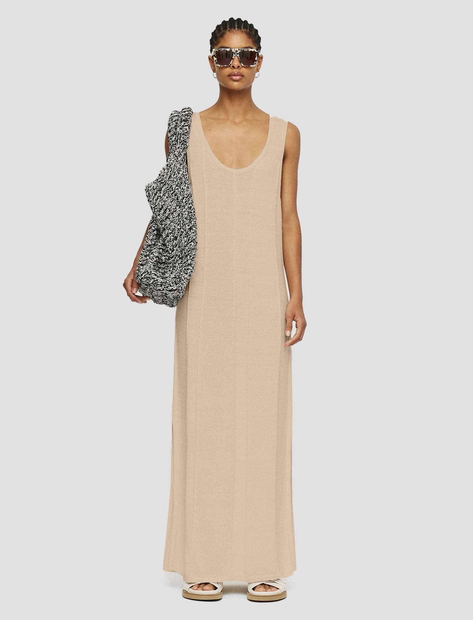 Evening Wear Linen Blend Knitted Long Dress