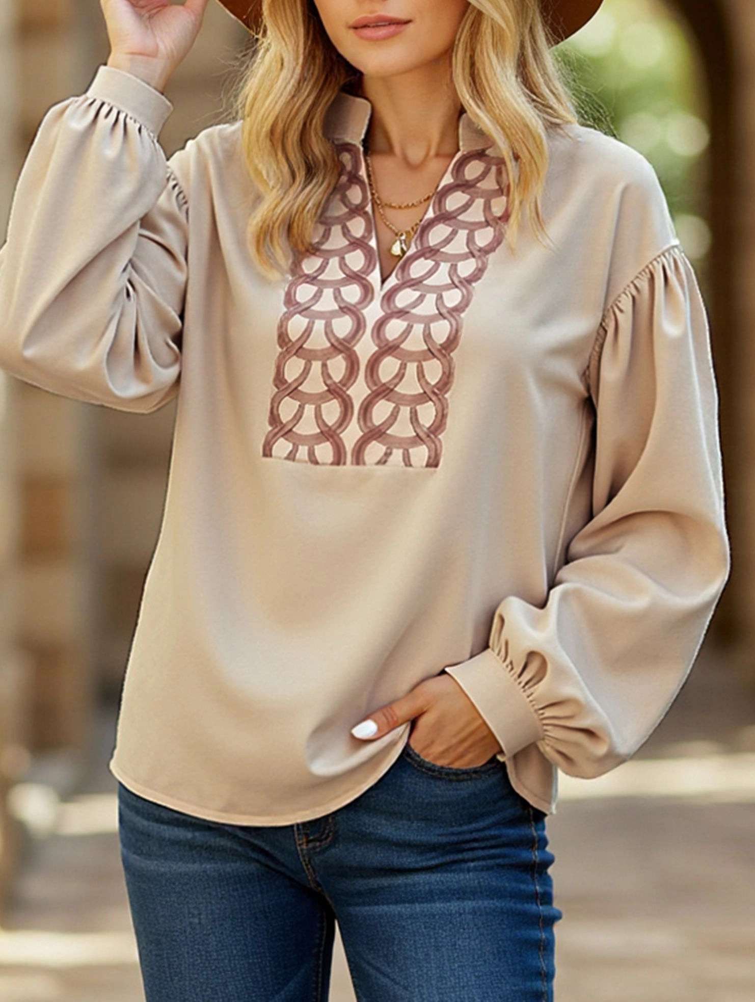 Patterned long-sleeved mandarin-collar shirt AthleisureInspired Multi Pocket Functional Design