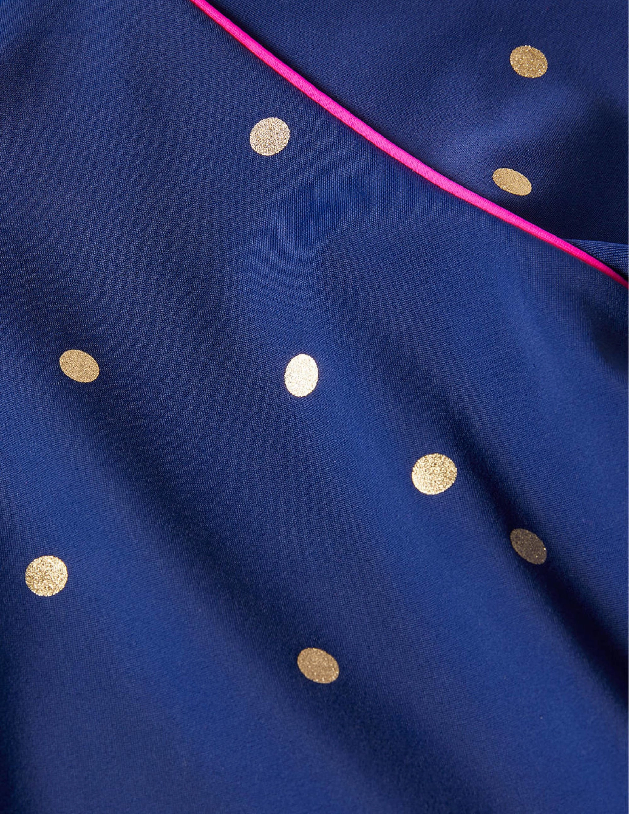 Seaside Style Patterned Rash Vest-Harmony Blue Gold Spot