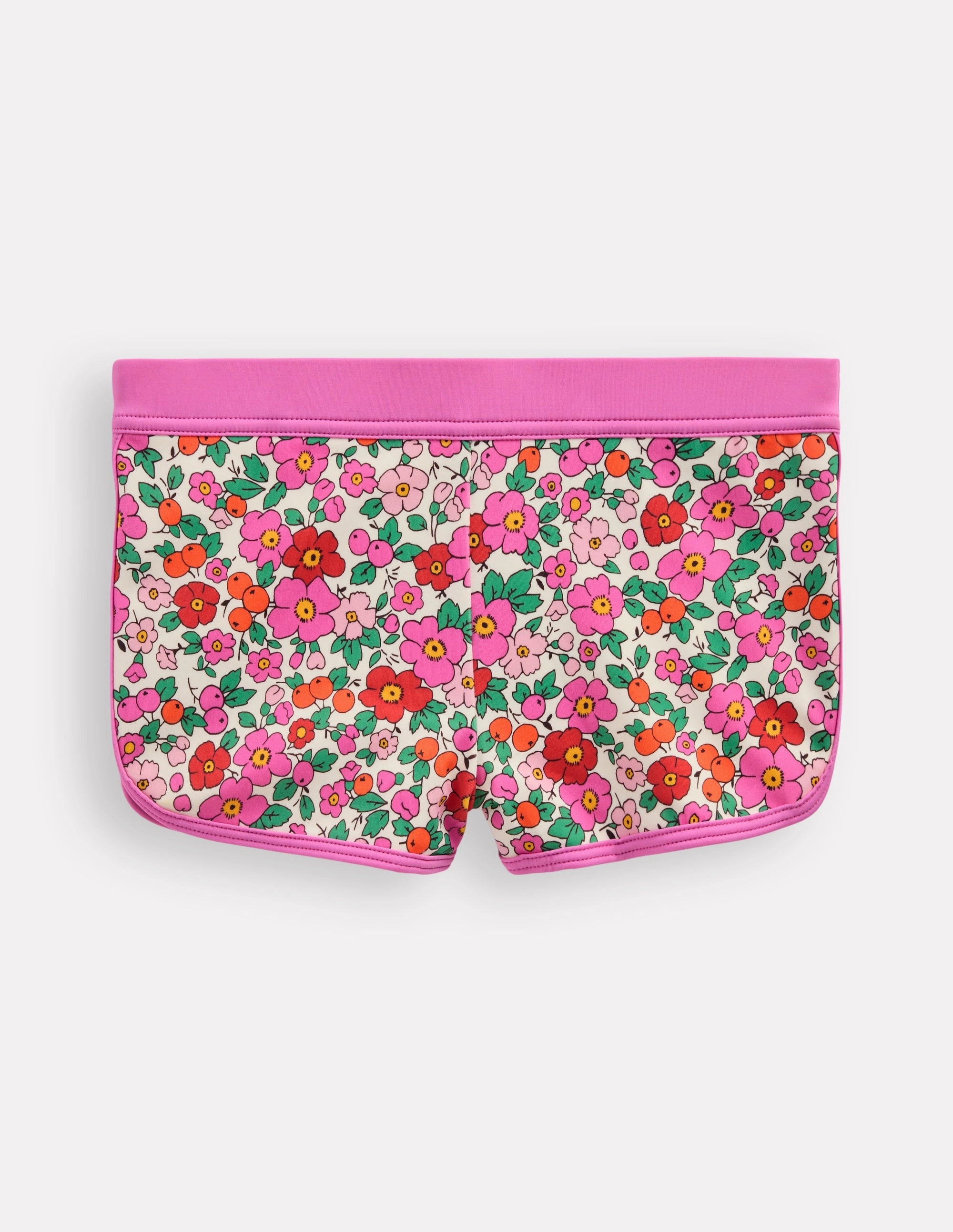 Patterned Swim Shorts-Pink Apple Blossom Floral Underwire-Support