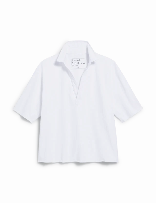 BondedShoulder Patty Popover Short Sleeve Henley White