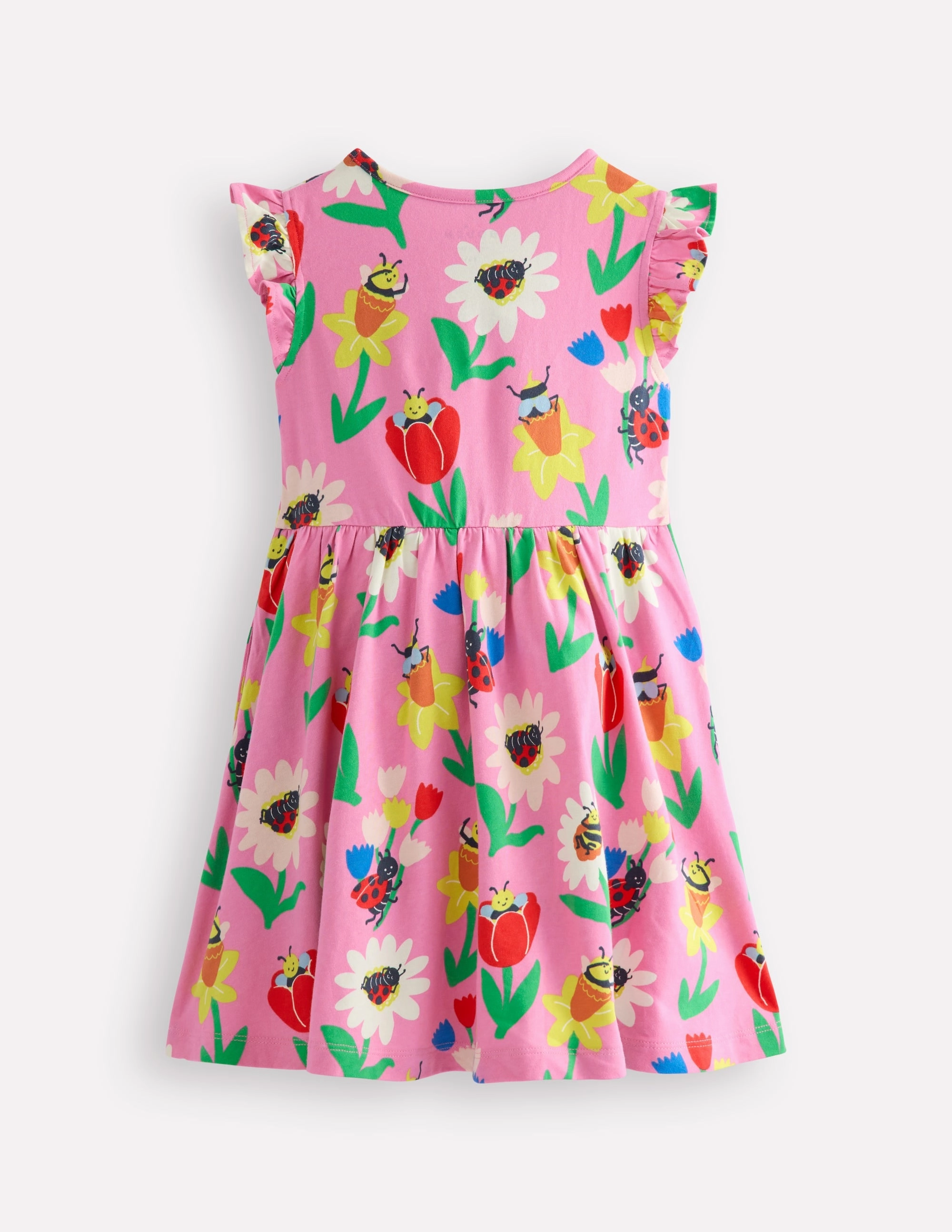 Posie Frill Sleeve Dress-Sugared Lilac Spring Garden Sharp Fit Decorative-Design