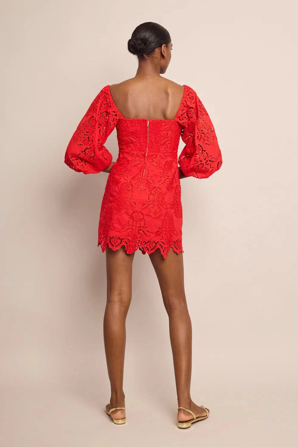 Garden-Party Montauk Dress Red Embroidered Eyelet