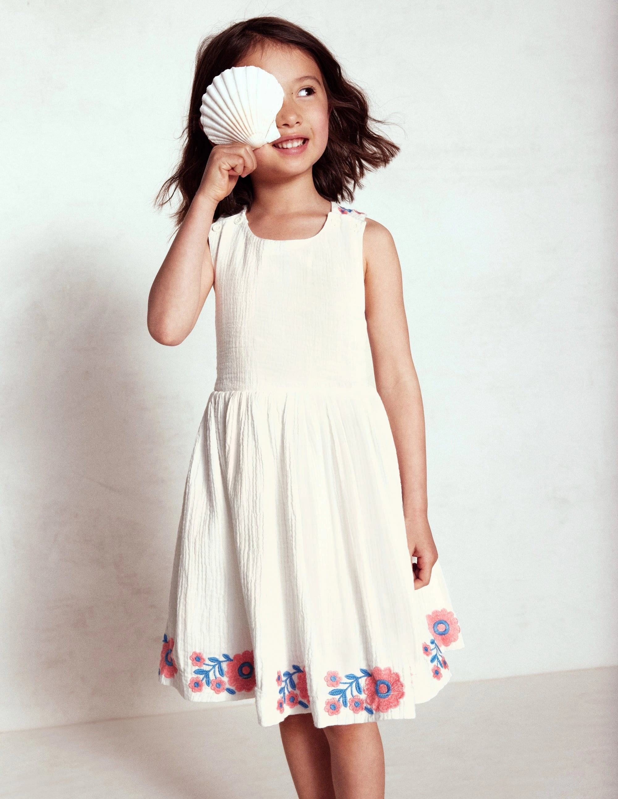 Harper Cross-Back Dress-White Embroidered Sister Charm NonSlipClosure