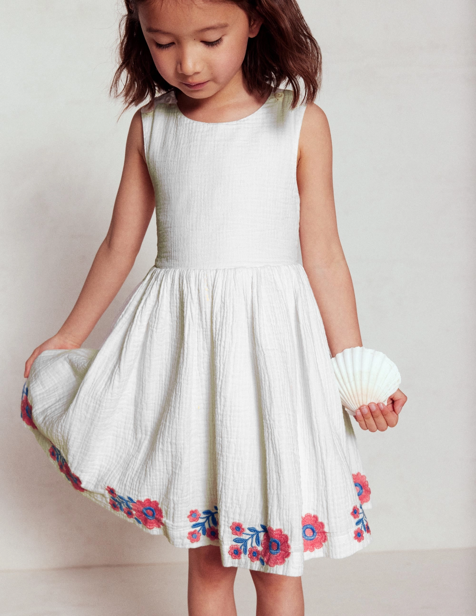 City Layering Modern Appeal Harper Cross-Back Dress-White Embroidered