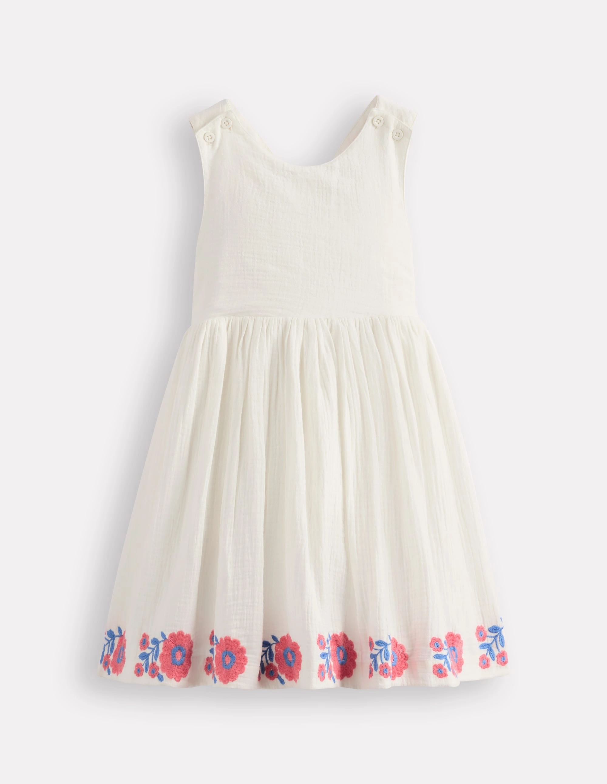 Harper Cross-Back Dress-White Embroidered Fresh Palette