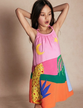 Stylish Appeal Relaxed Style Strappy Appliqu Dress-Vintage Mauve