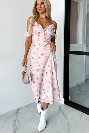 Undoubtedly Charming Floral Maxi Dress (Pink) Flattering Shape