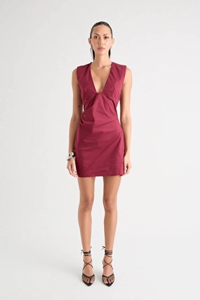 Built-In-Slip Cozy Drape Salma Mini Dress New Wine