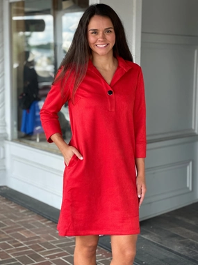 Olive Fresh Spring Style Perre Poppy Red Three Quarter Sleeve Clifton Dress