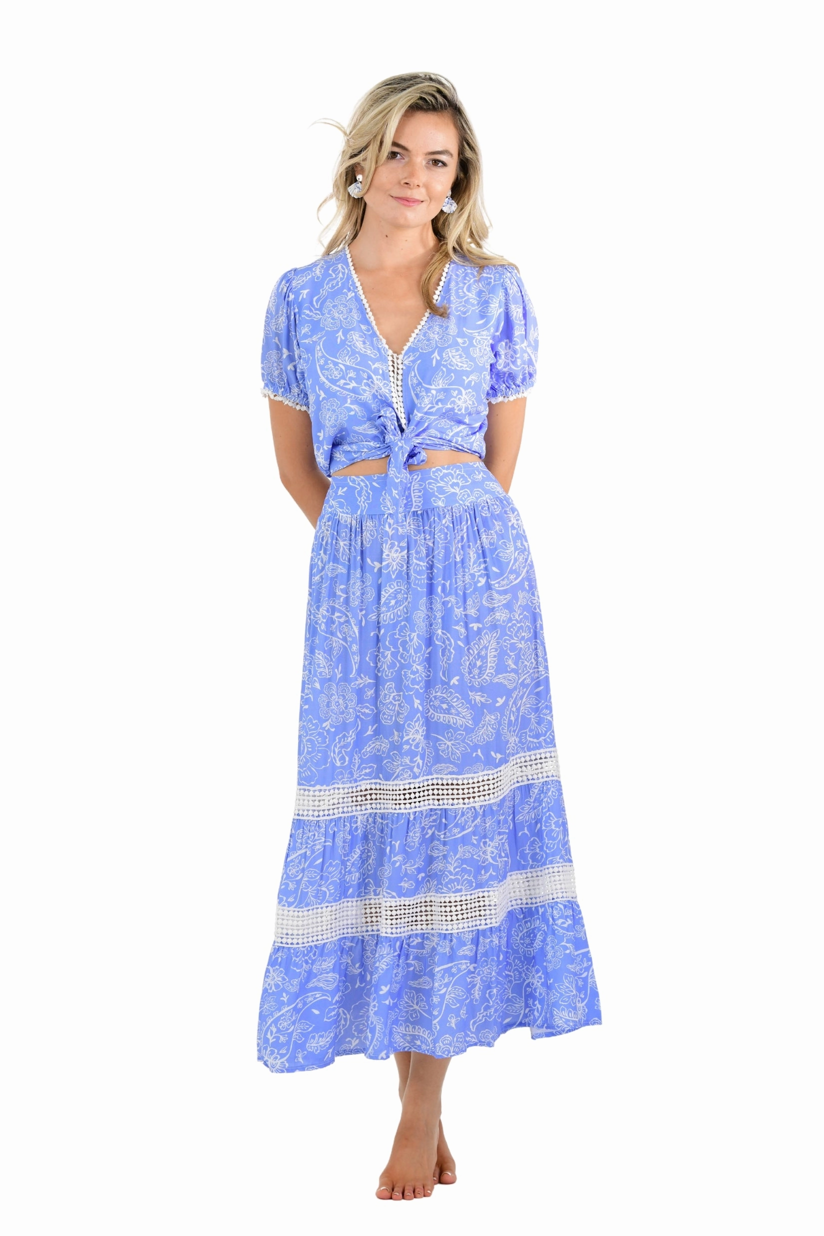 Phoebe Set (Skirt) / Periwinkle Paisley Eco conscious