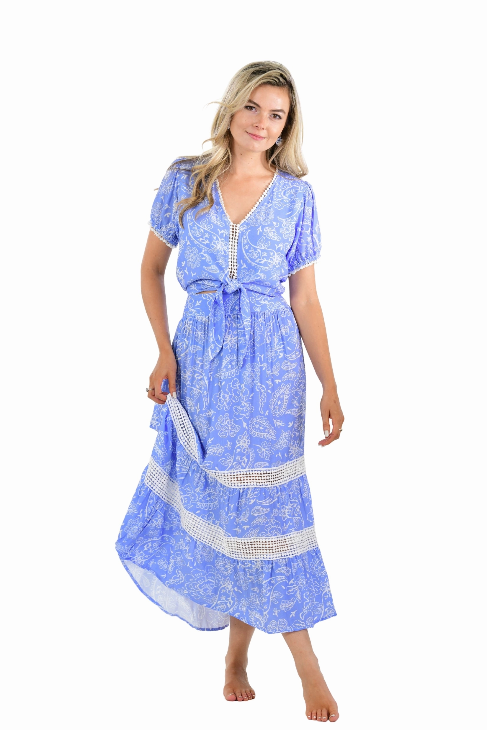 Phoebe Set (Skirt) / Periwinkle Paisley Future Fashion Reimagined Classic