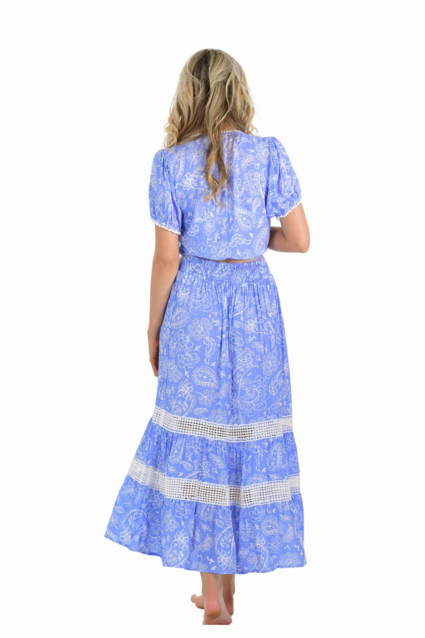 Phoebe Set (Skirt) / Periwinkle Paisley Relaxed Outfit Subtle Finish