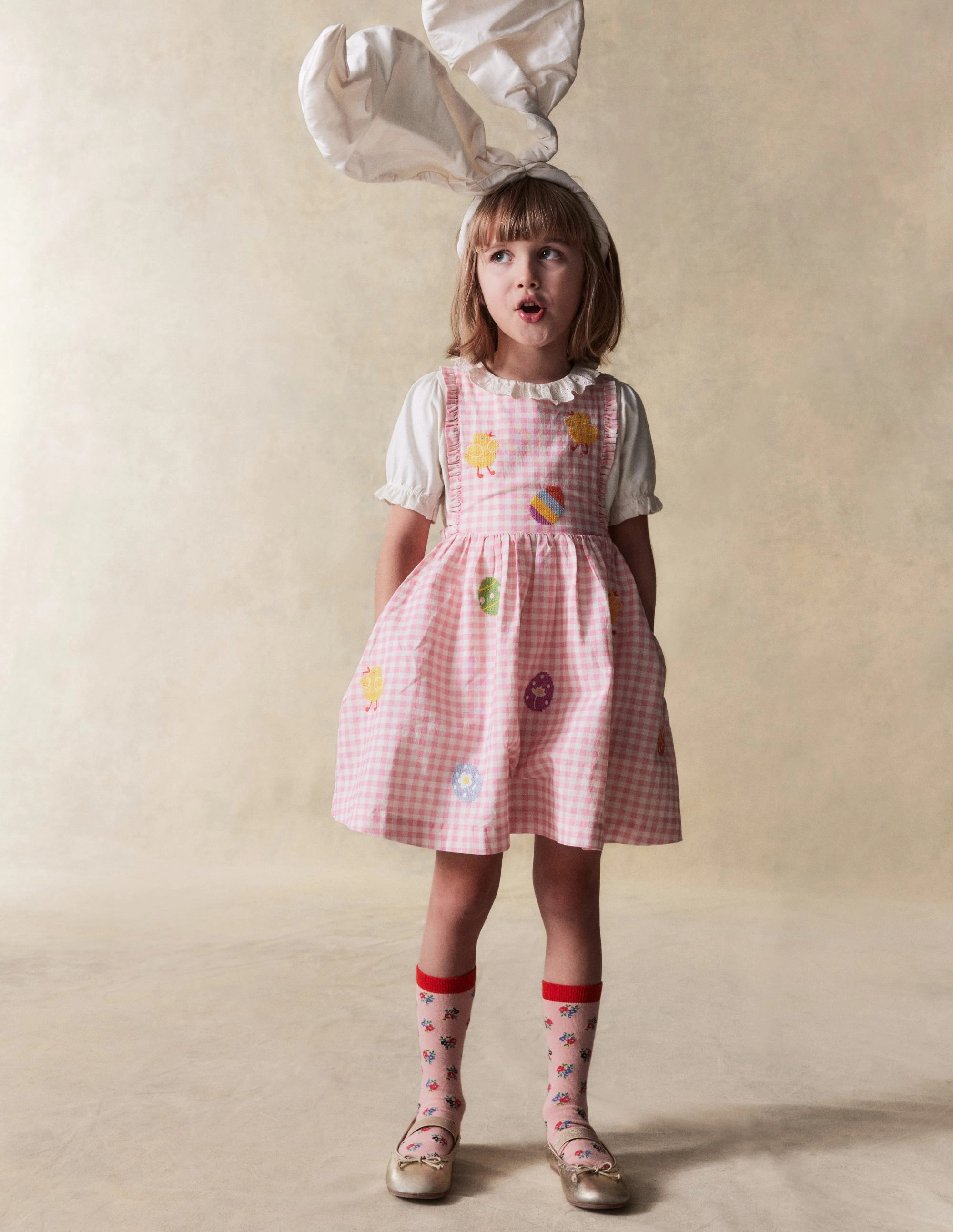 Harmonious Layers Classic and Modern Pinafore Dress-Pink Gingham Easter
