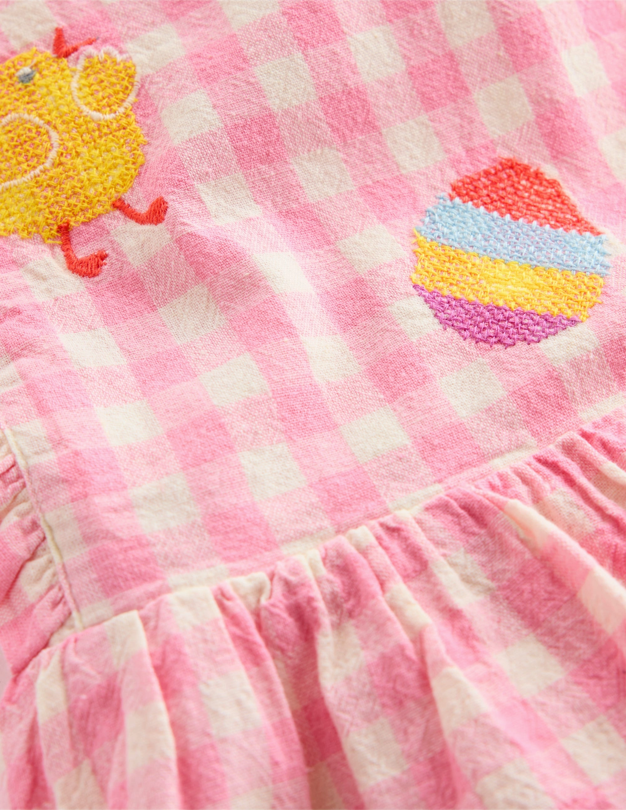 Pinafore Dress-Pink Gingham Easter Tulle-Overlay Garden-Party