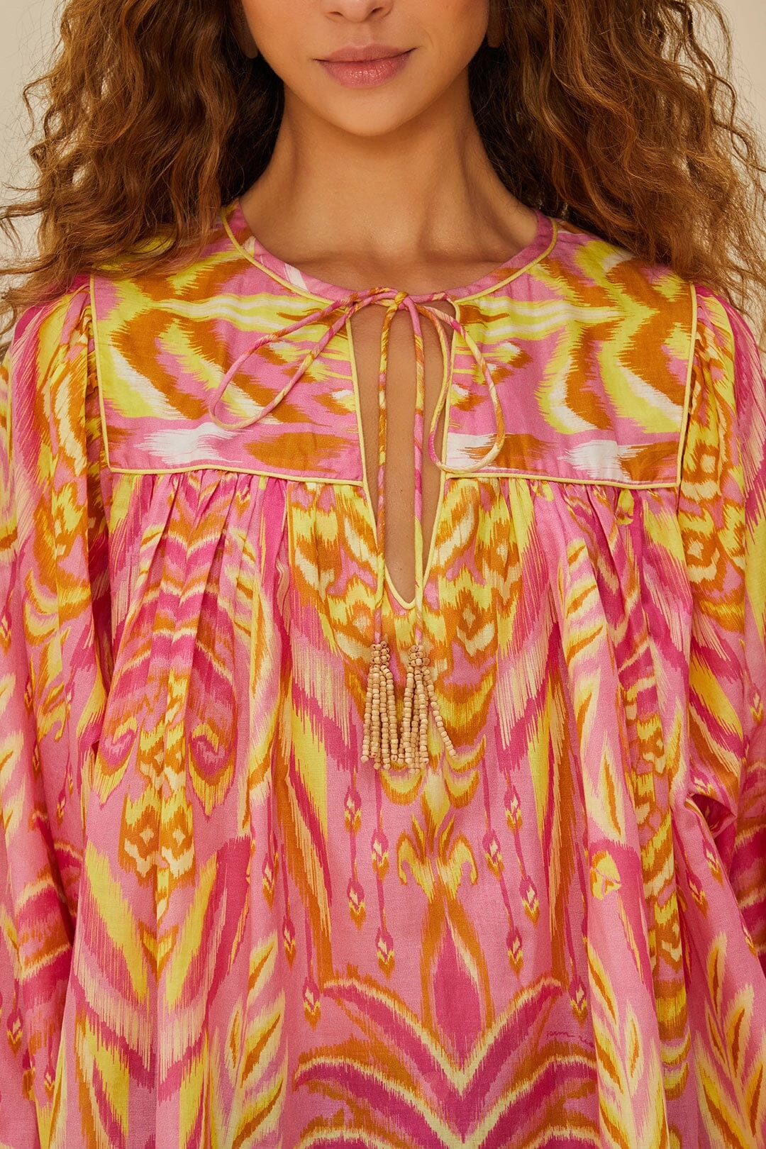 Pineapple Tapestry Blouse Pink Versatile Style