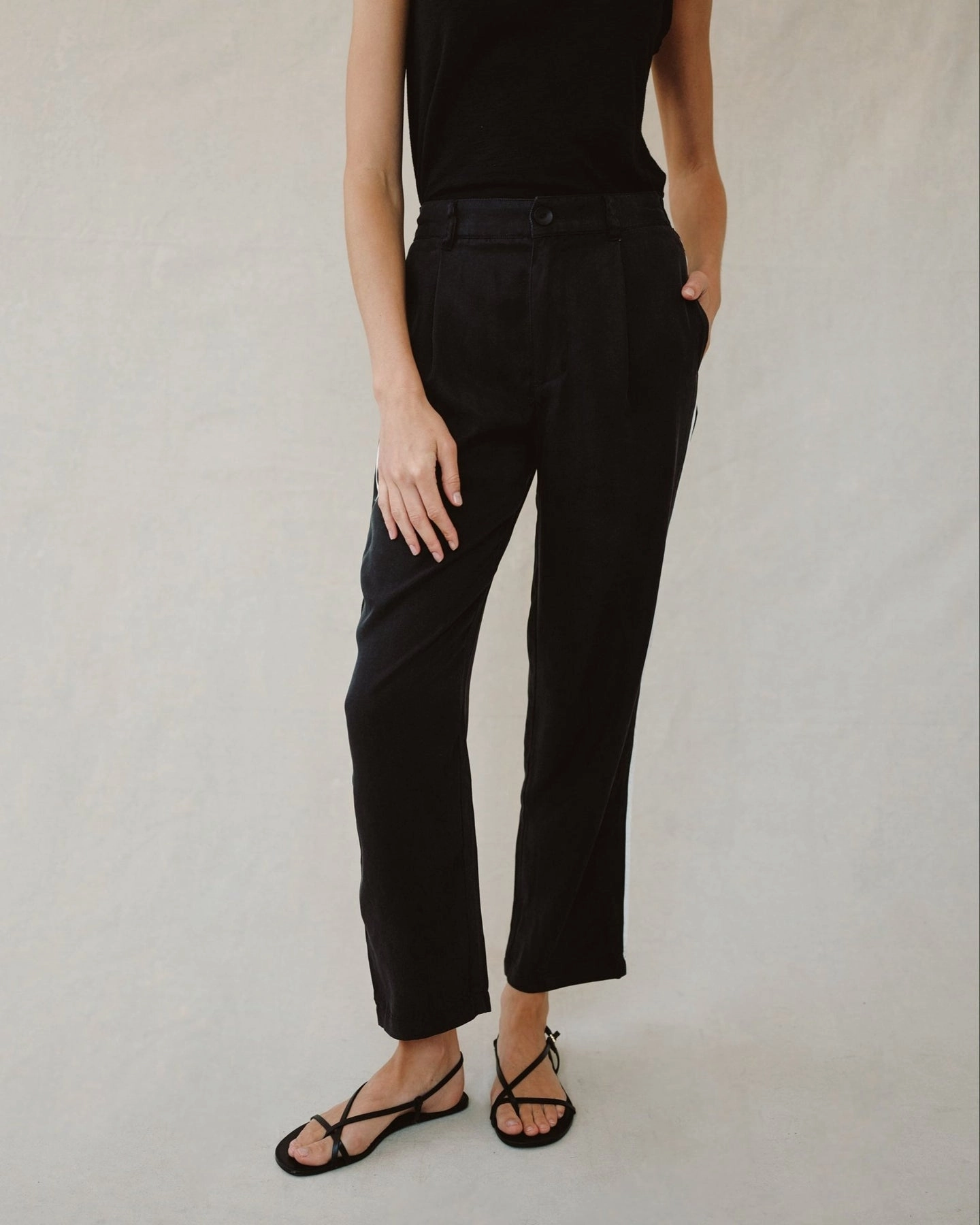 Elasticized Cuffs Relaxed Waist PIPED TROUSER PANT