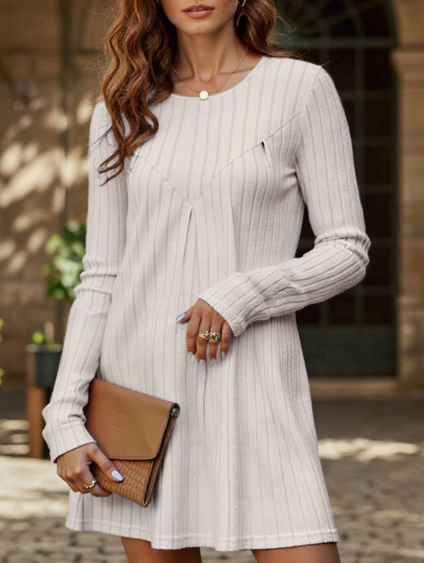 Pleated patchwork dress Light Rhythm Street-Style