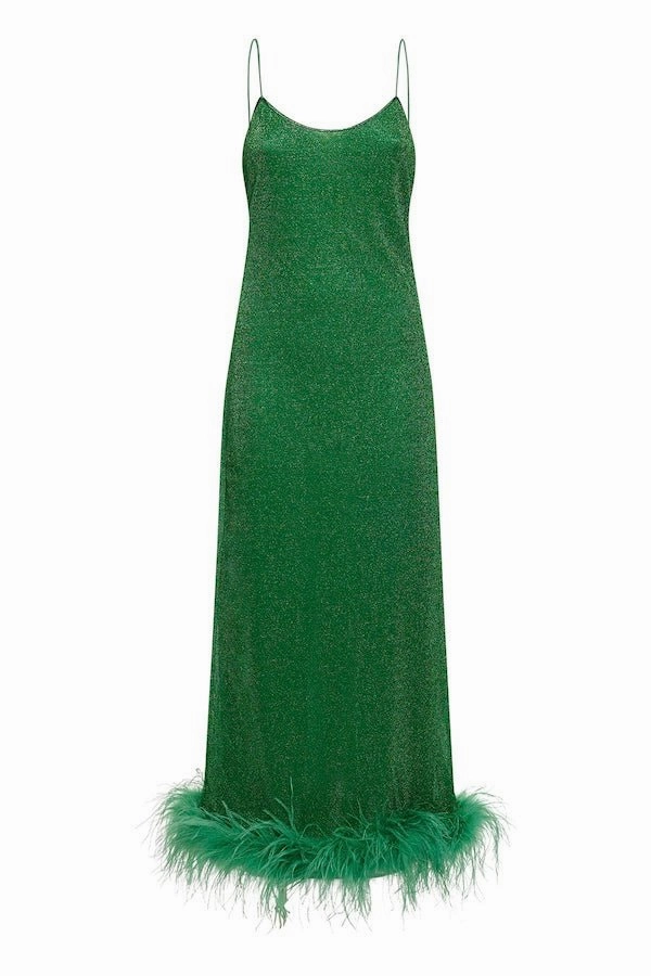 Lumiere Plumage Slip Dress Emerald Green Versatile Comfort Wear