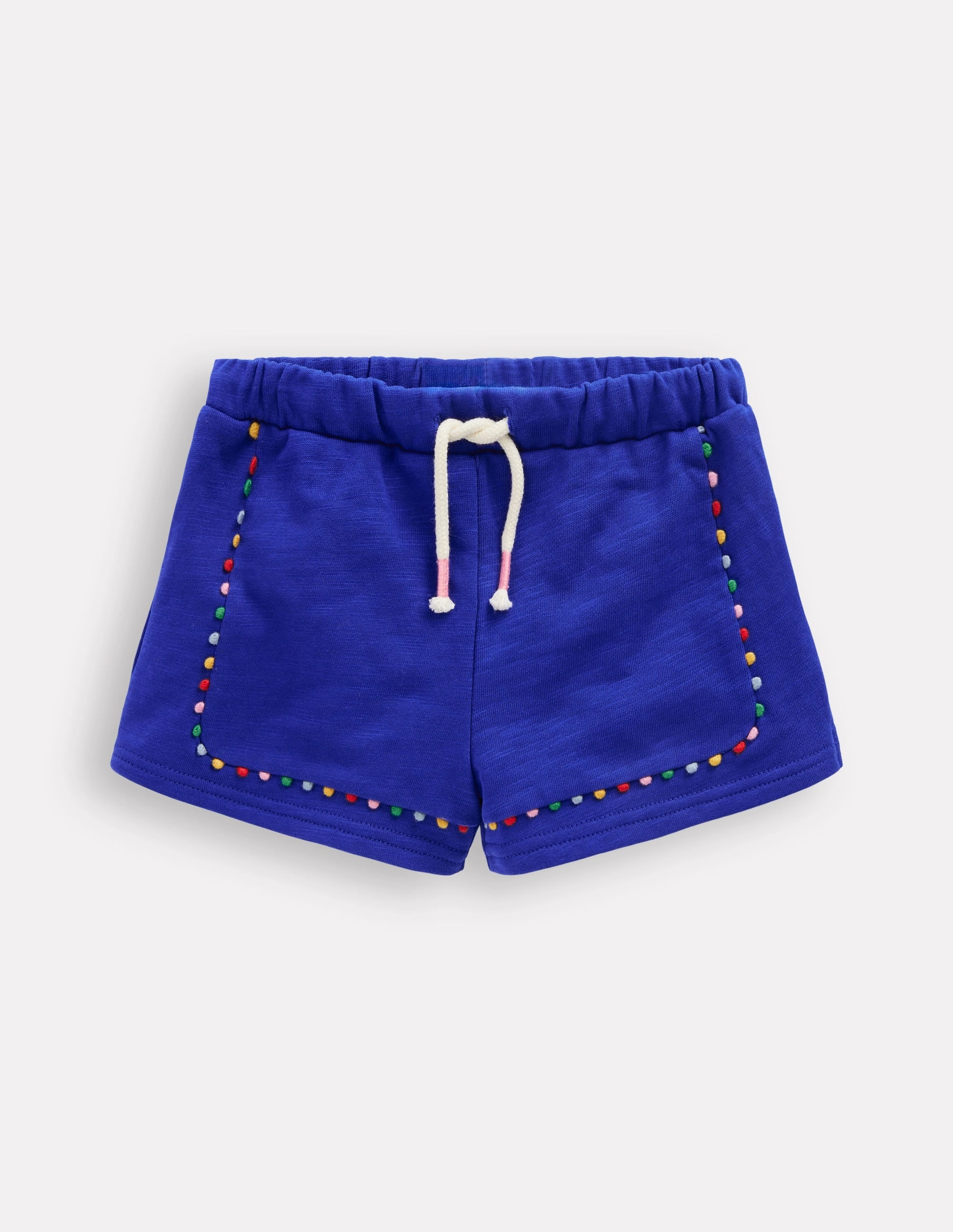 Pom Trim Jersey Short-Bright Blue Relaxed Flex