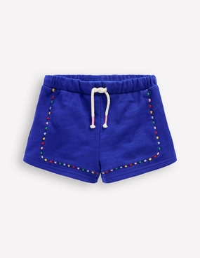Pom Trim Jersey Short-Bright Blue Relaxed Flex