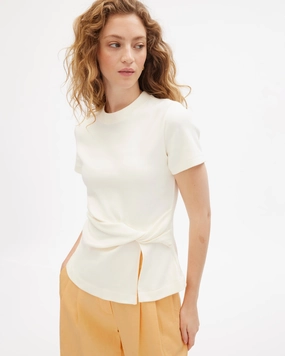 Short Sleeve Carlita Top Ribbed Collar Style