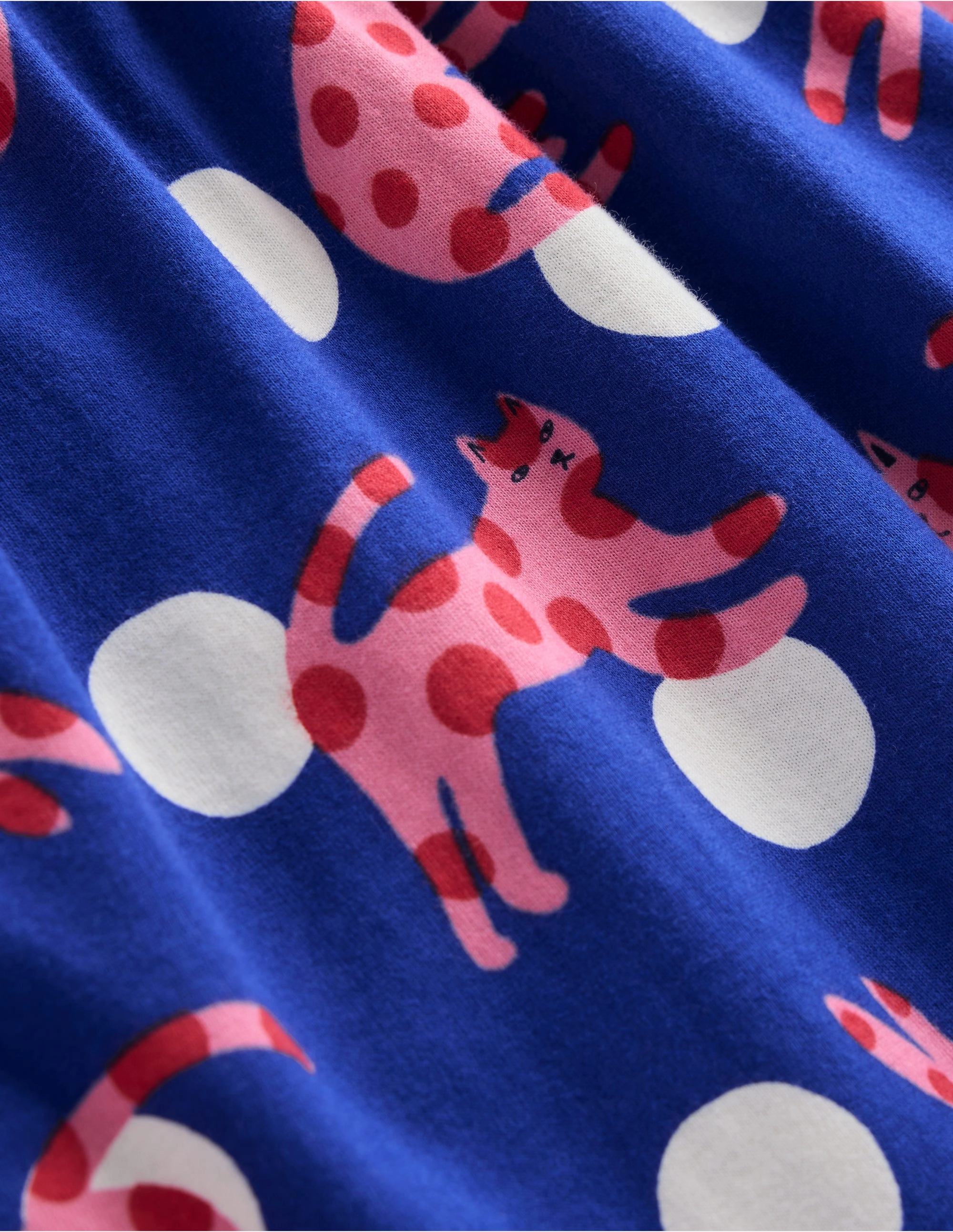 Fall Outfit City Bright Posie Frill Sleeve Dress-Bright Blue Spotty Cats