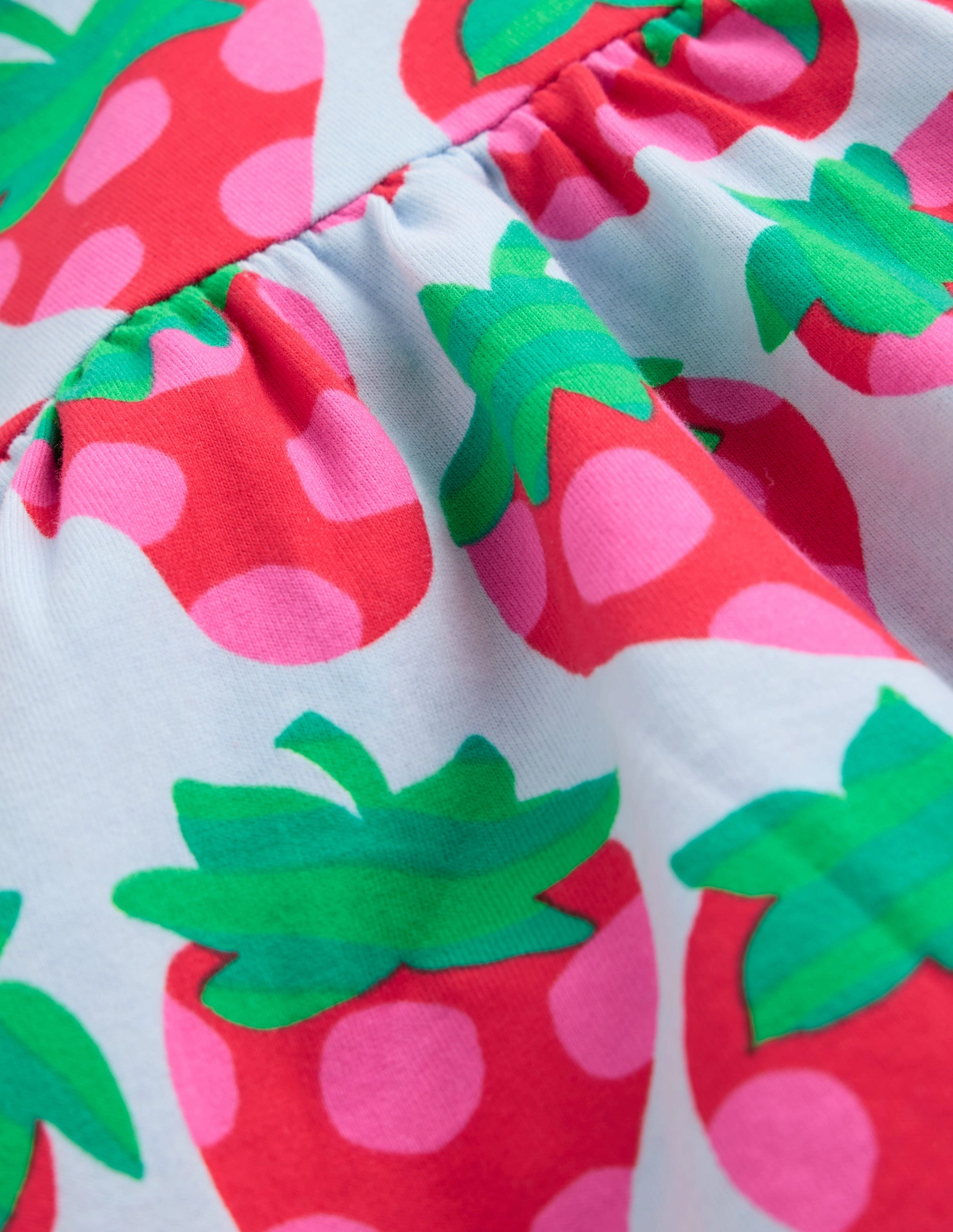 Relaxed Style Love Glow Posie Frill Sleeve Dress-Misty Blue Spotty Strawberry