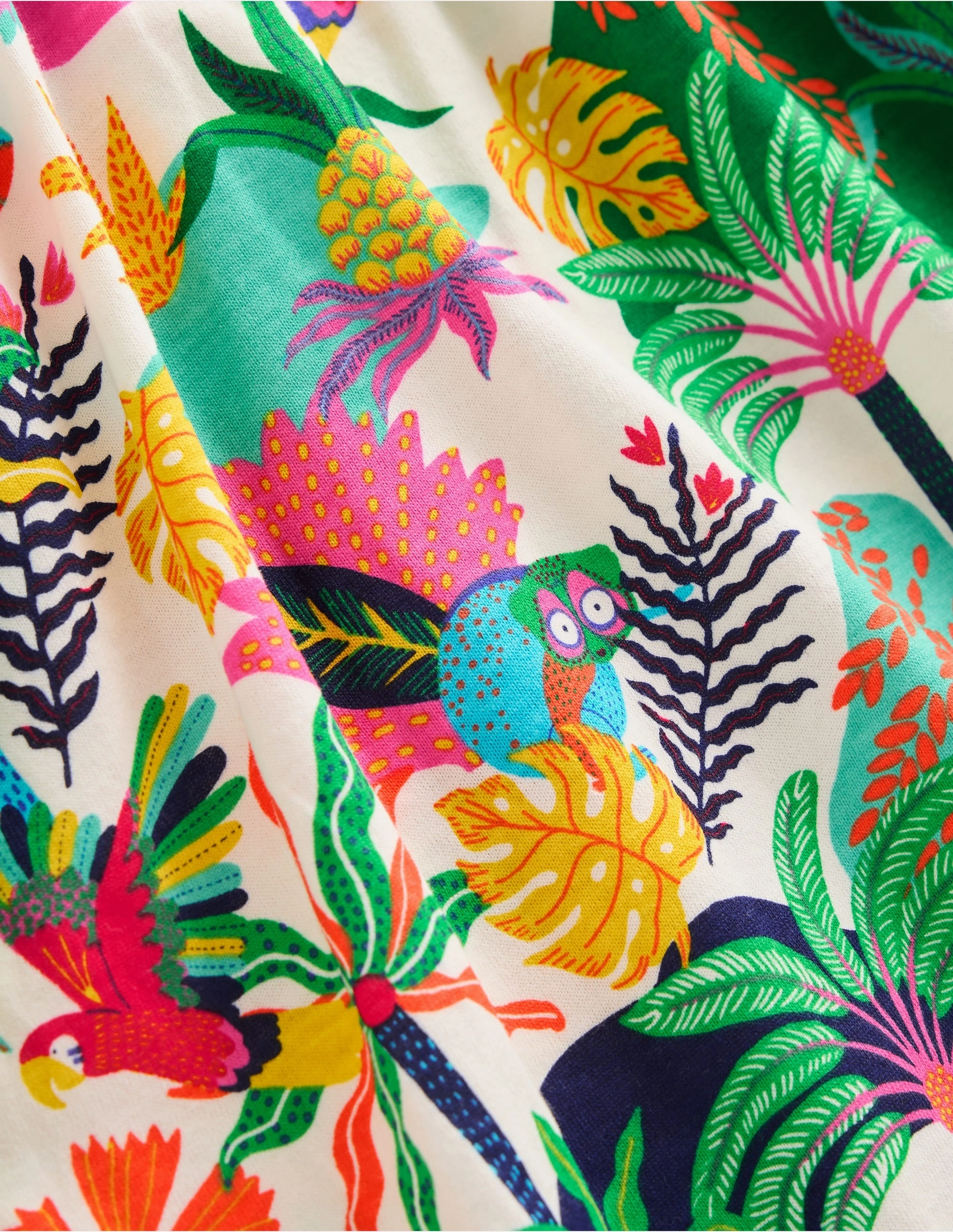 Gentle Flow Posie Frill Sleeve Dress-Soft Ivory Multi Jungle