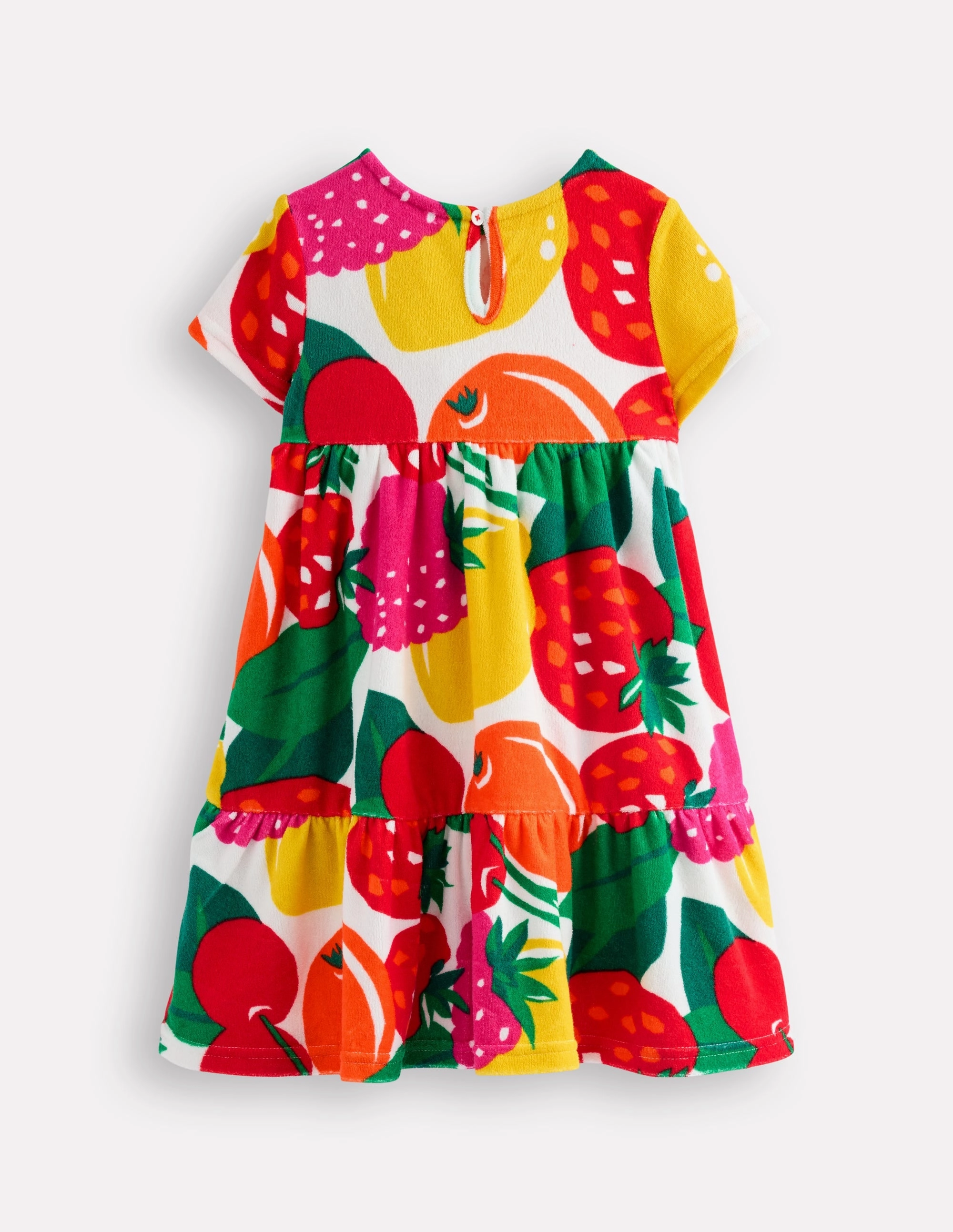 Ariel Twirly Towelling Dress-Multi Giant Fruit Comfy Fit