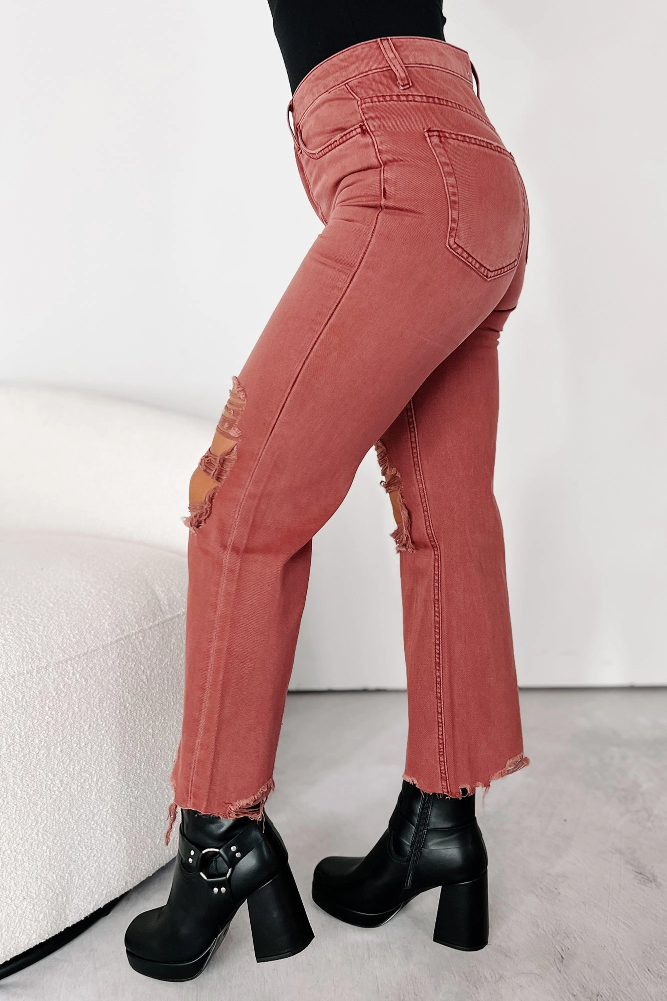 Comfort Flex Doyle High Rise 90s Vintage Vervet Crop Flare Jeans (Russet)