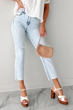 Opal High Rise Distressed Slim Straight Risen Jeans (Acid Light) Multi Pocket System