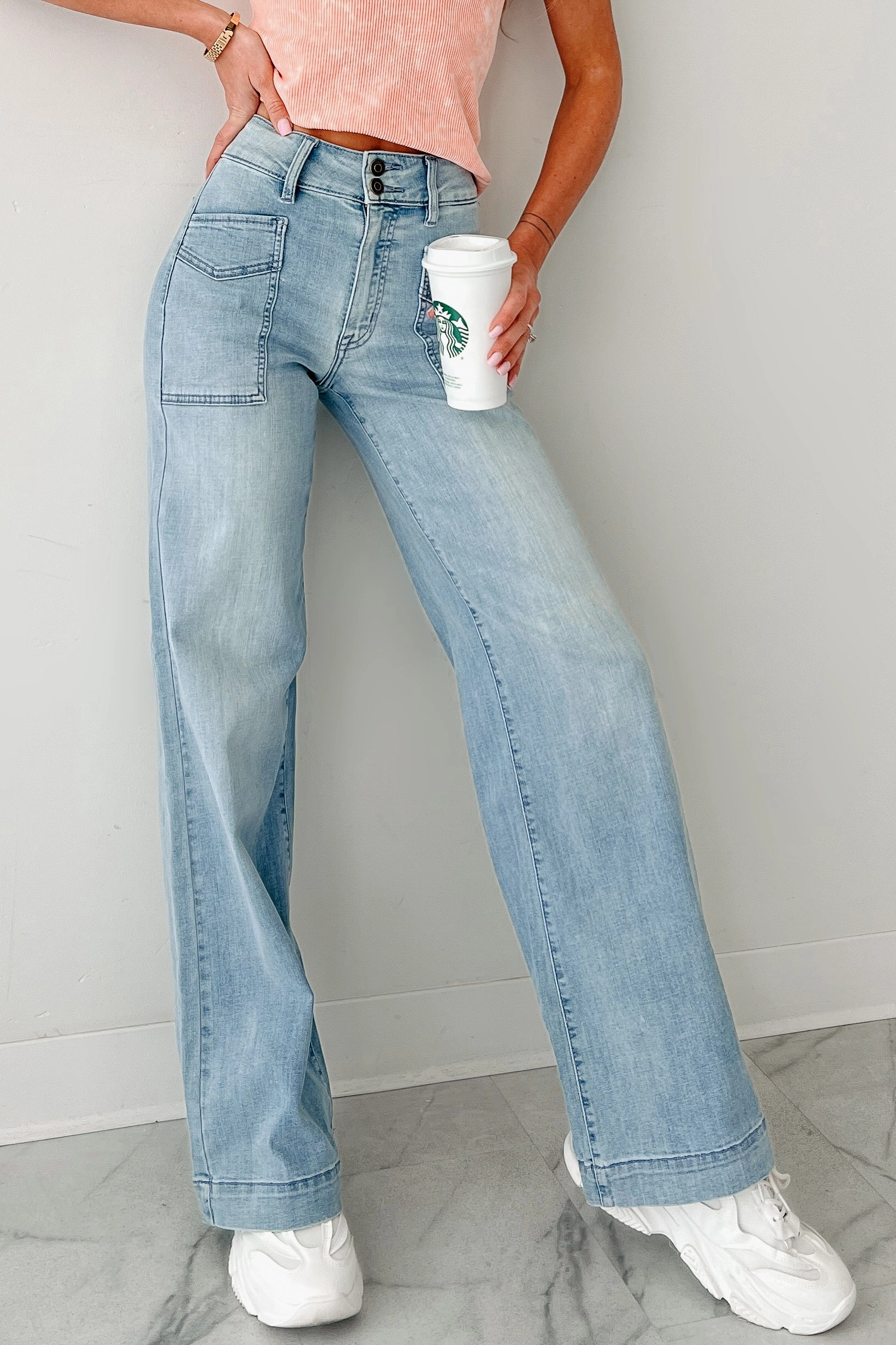 Durable Weave NonIrritatingStitching Zella High Rise Wide Leg Eunina Jeans (Medium)