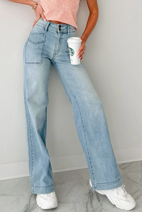 Stretch Waist Flexible Gusset Zella High Rise Wide Leg Eunina Jeans (Medium)