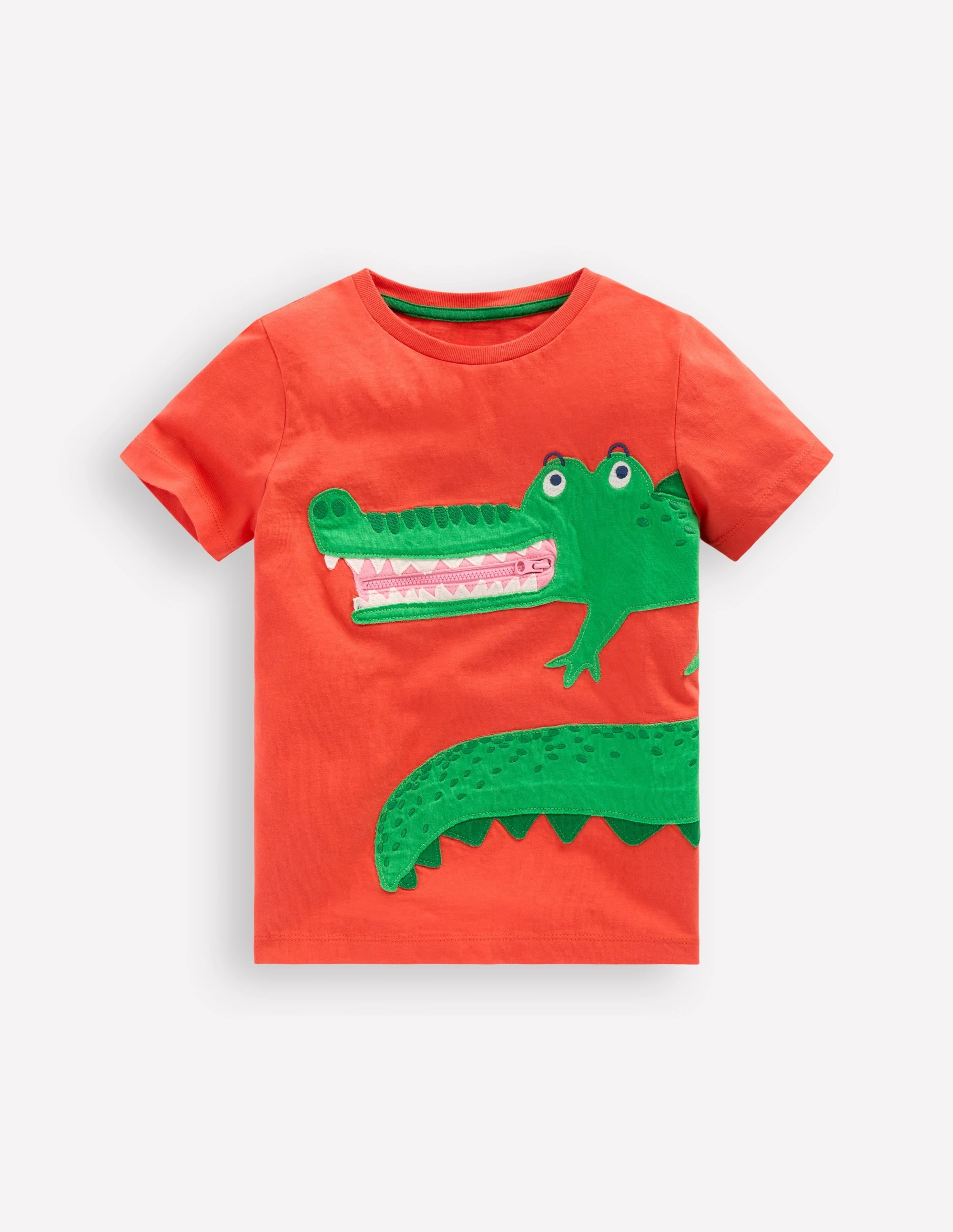 OdorResistant Zip Applique T-shirt-Kiln Orange Crocodile