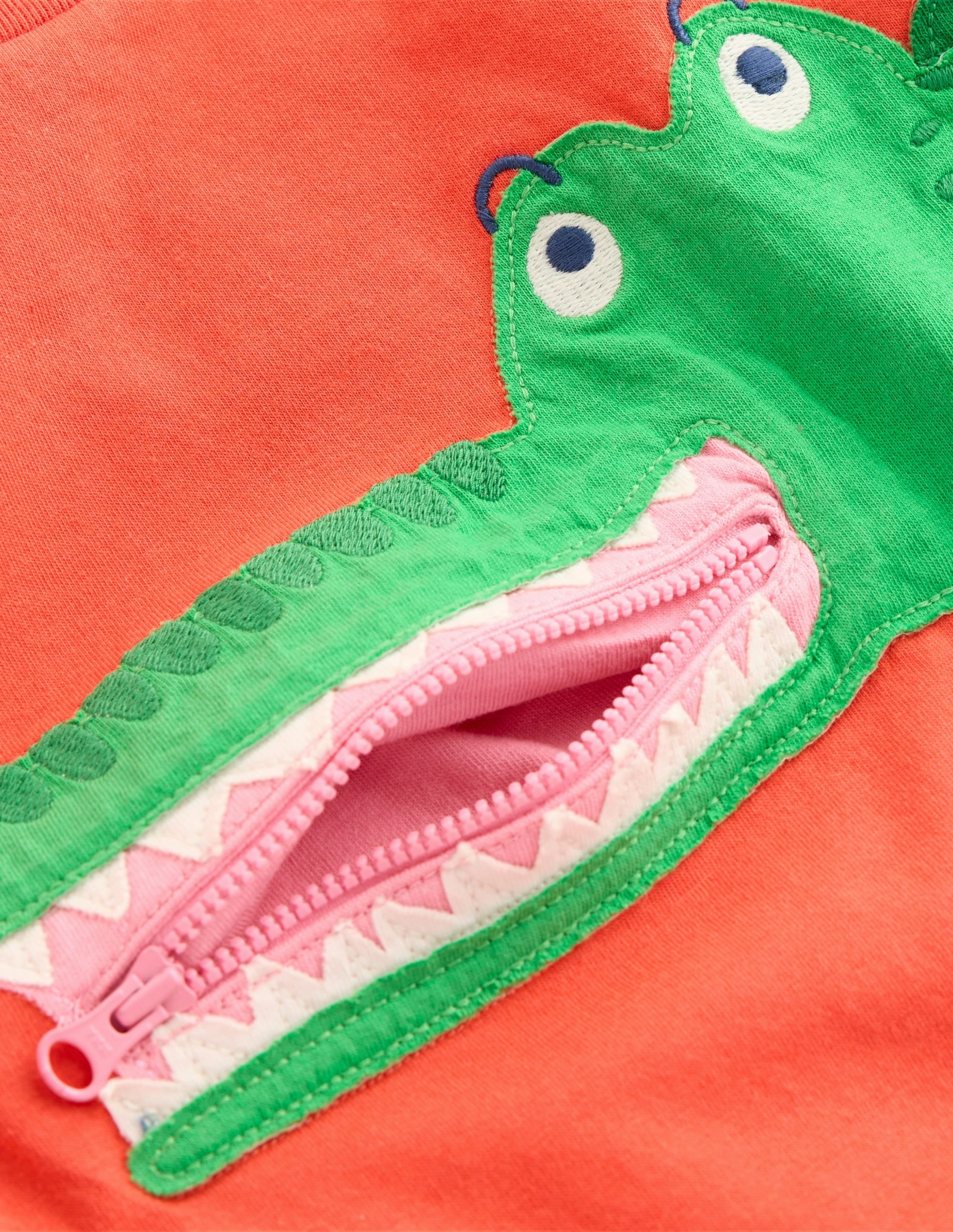 Zip Applique T-shirt-Kiln Orange Crocodile Distressed Texture Sun Protective Fabric