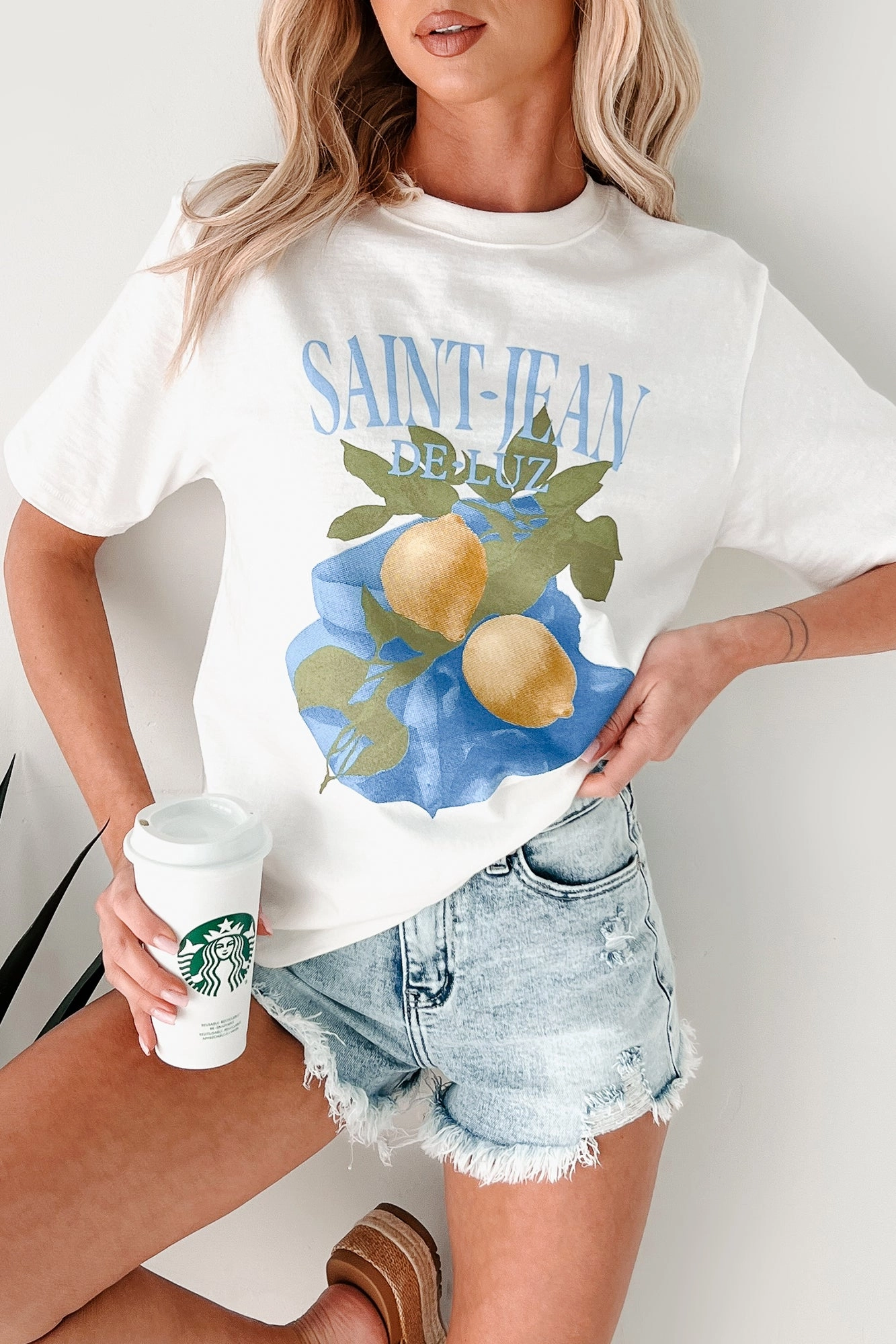 "Saint-Jean" Lemon Graphic T-Shirt (Ivory) Built In Odor Control WrinkleFree Weaving