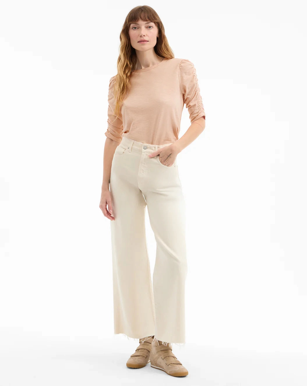 Airflow Mesh Insert Waldorf Ruched-Tee Soft Coral