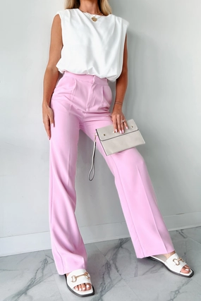 Pressure's On Straight Leg Dress Pants (Pink) Flexibility Built-In Body Shape