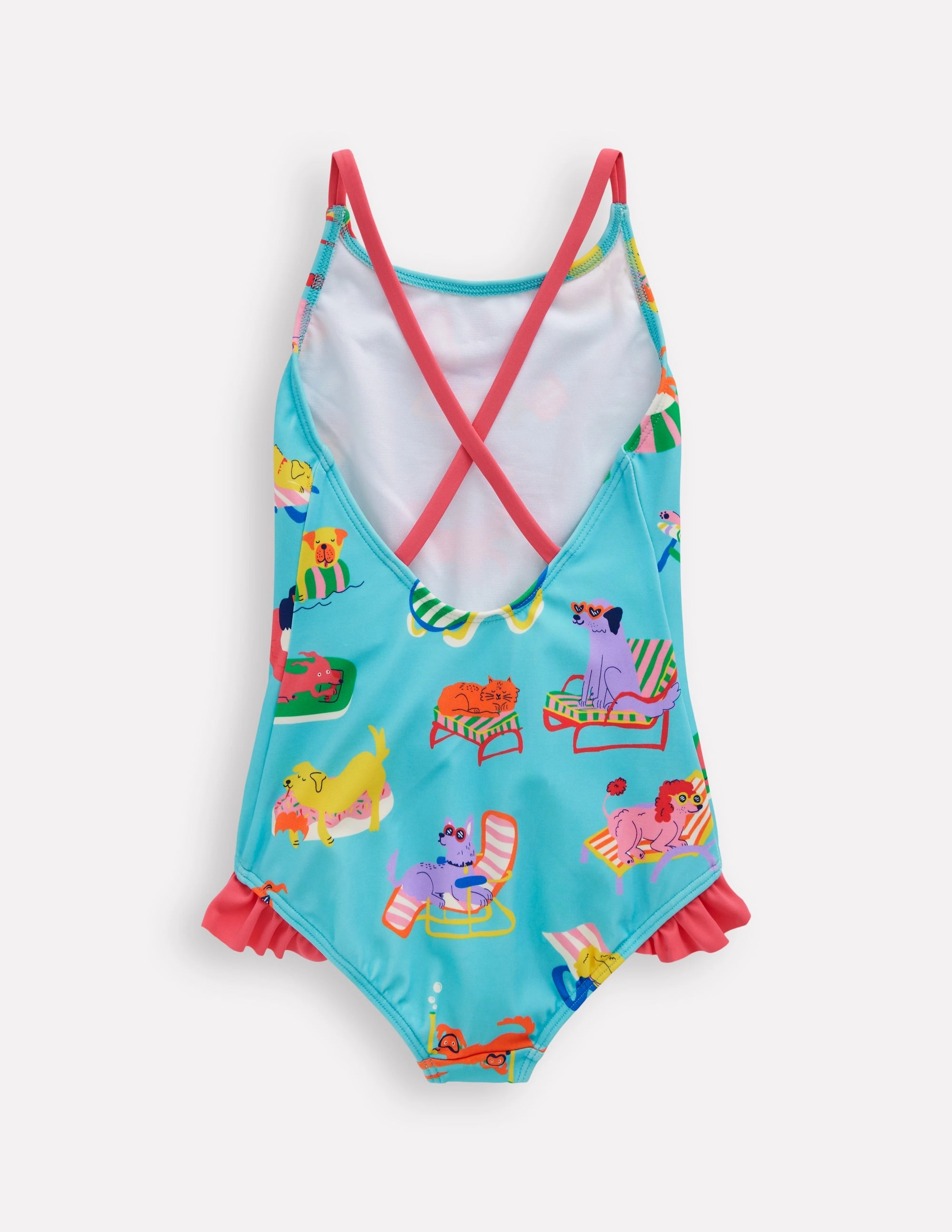 Adjustable Strap Tension Pretty Cross-Back Swimsuit-Caribbean Blue Poolside Pets