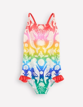 Zipper-Front Saltwater Resilient Pretty Cross-Back Swimsuit-Pink Ombre Mermaids